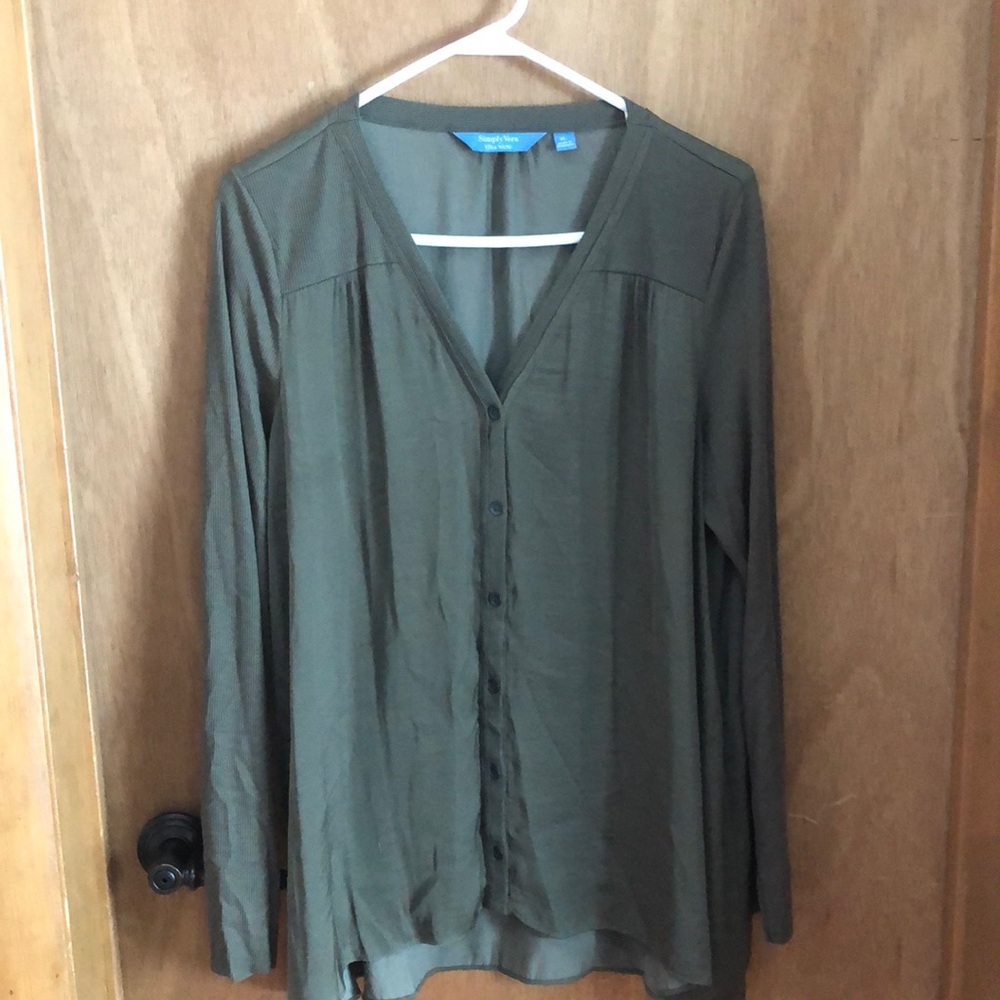 Super cute olive green button down